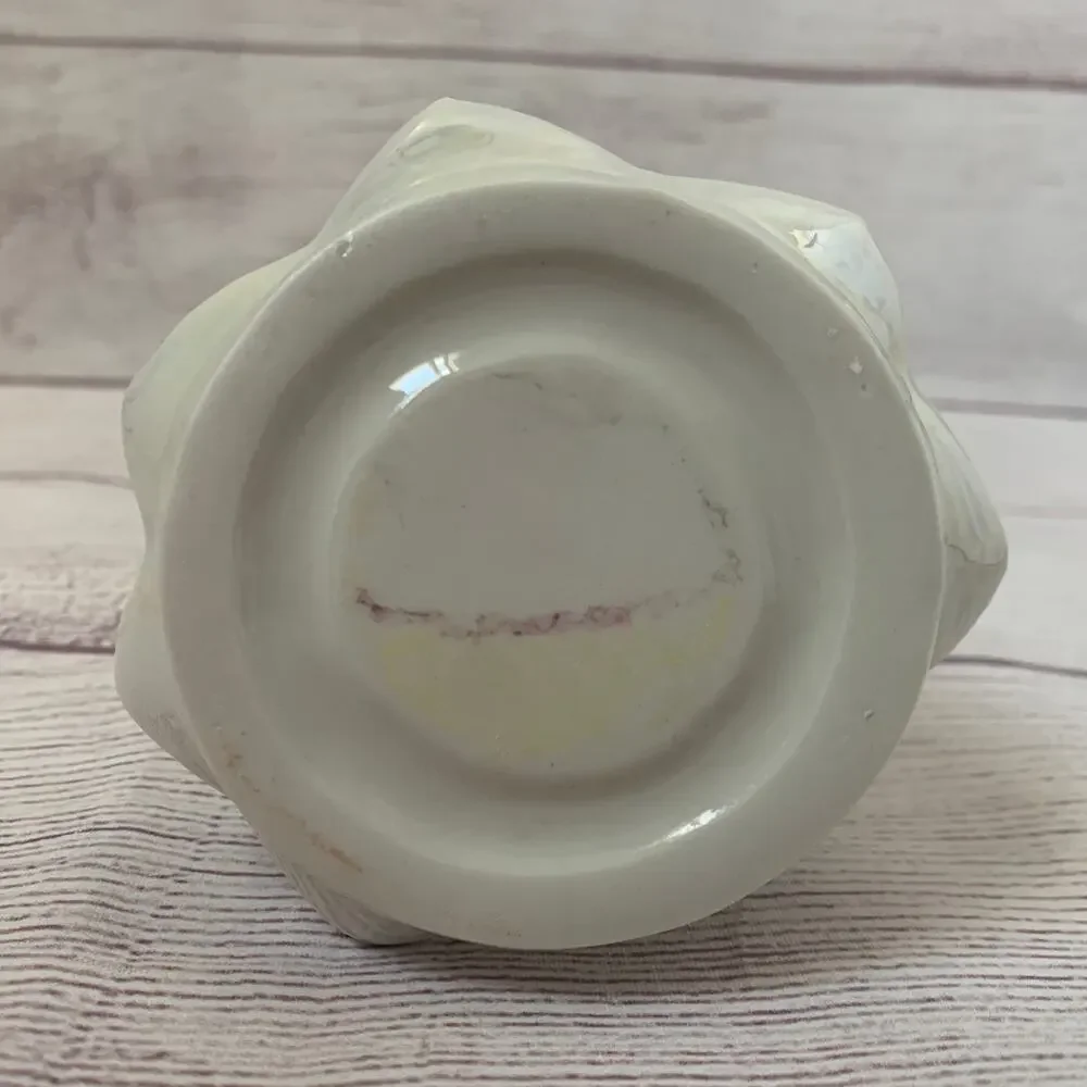Vintage American Greetings White Iridescent Ceramic Christmas Tree Candle Holder